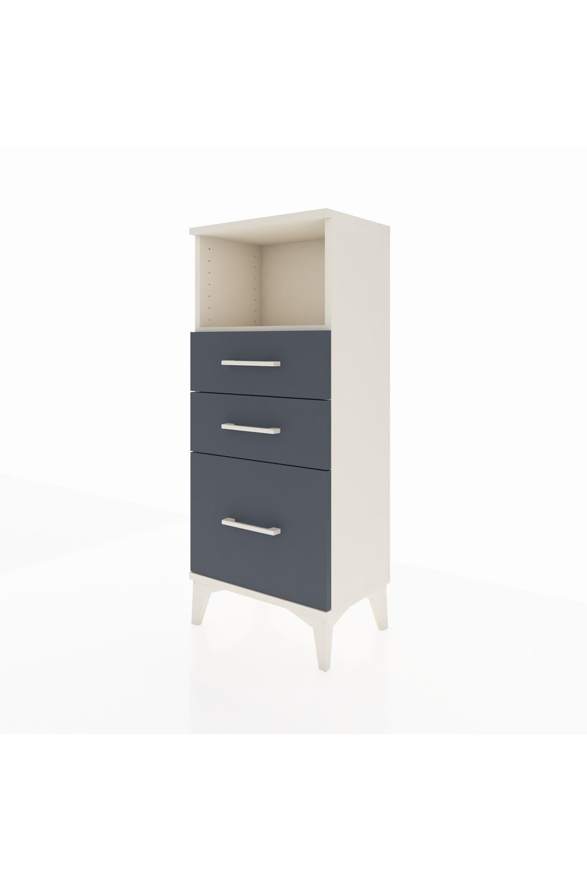 Arges Komodin Tek Raflı 3 Çekmeceli 44x30x106 Aytaşı-Antrasit