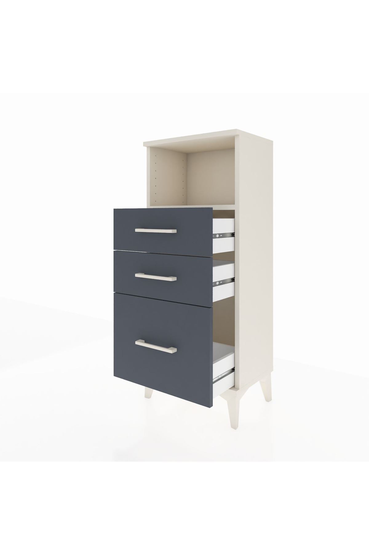 Arges Komodin Tek Raflı 3 Çekmeceli 44x30x106 Aytaşı-Antrasit