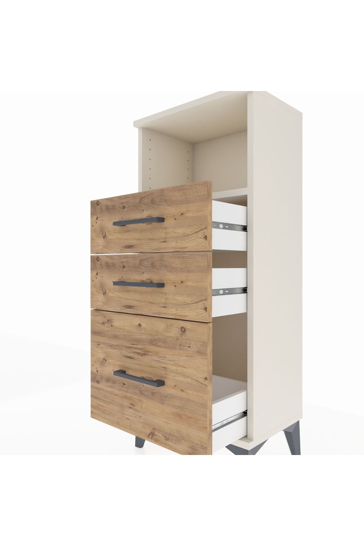 Arges Komodin Tek Raflı 3 Çekmeceli 44x30x106 Aytaşı-Çam