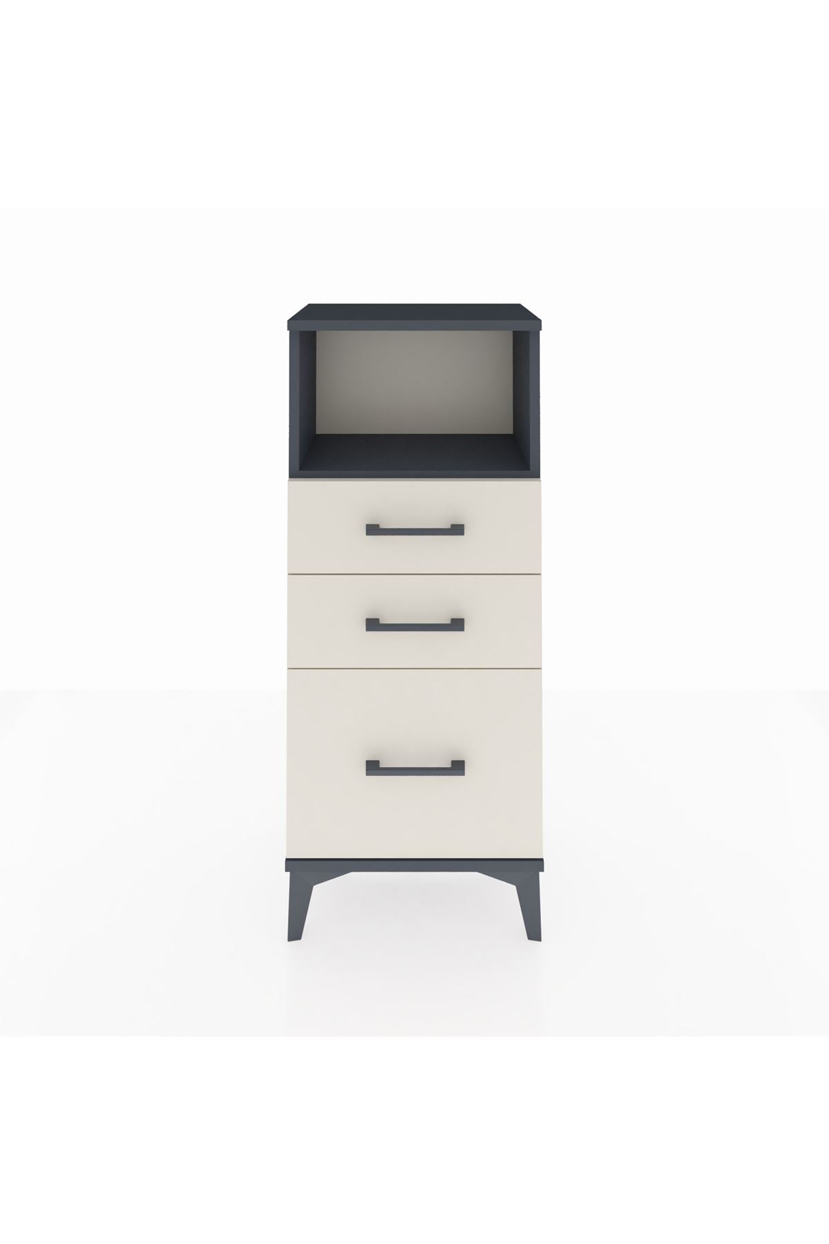 Arges Komodin Tek Raflı 3 Çekmeceli 44x30x106 Antrasit-Aytaşı