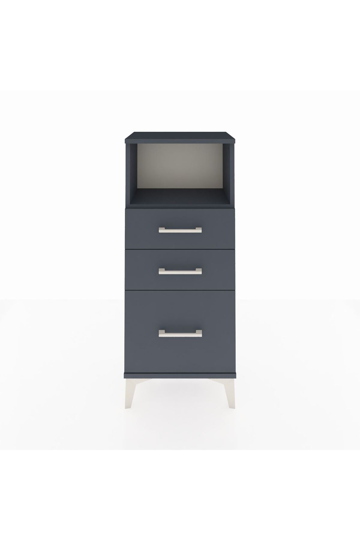 Arges Komodin Tek Raflı 3 Çekmeceli 44x30x106 Antrasit-Antrasit