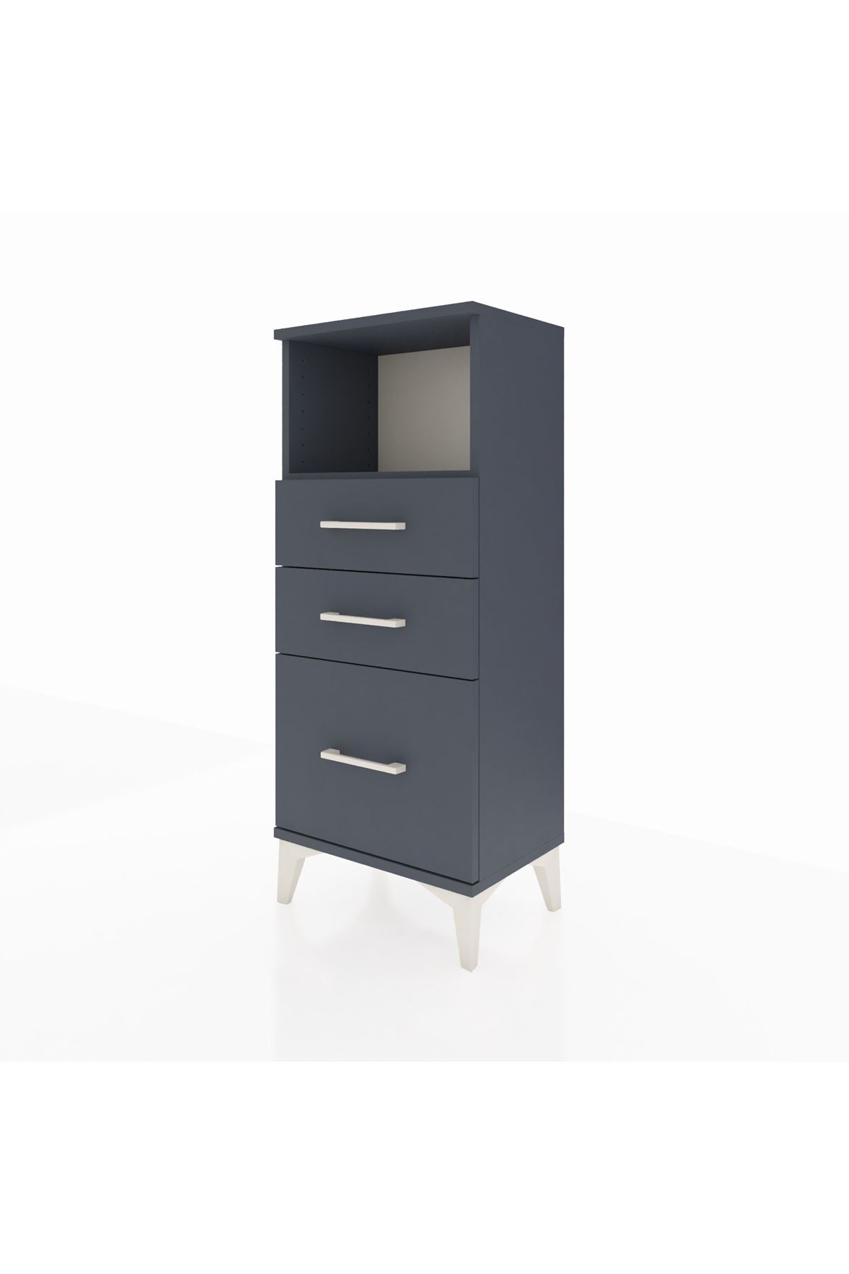 Arges Komodin Tek Raflı 3 Çekmeceli 44x30x106 Antrasit-Antrasit