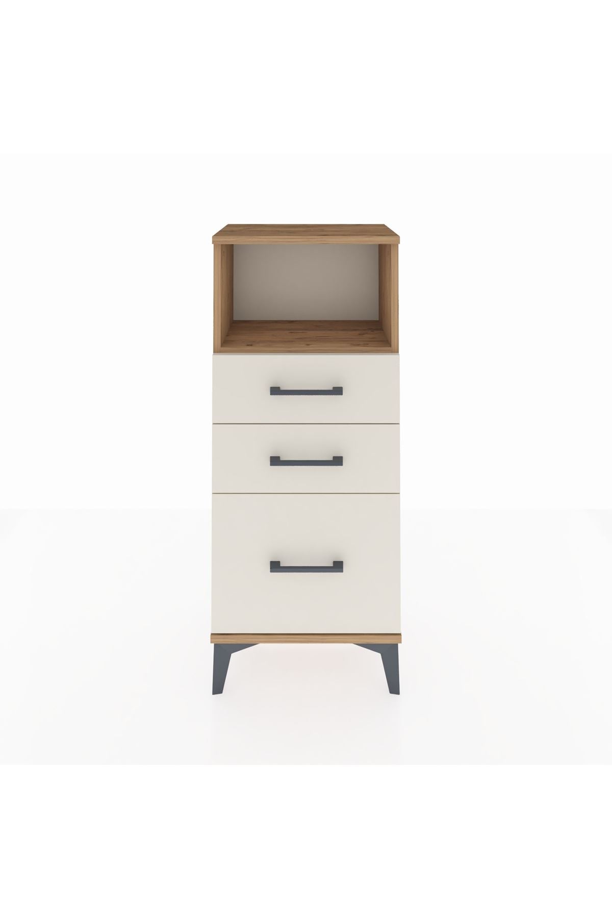 Arges Komodin Tek Raflı 3 Çekmeceli 44x30x106 Çam-Aytaşı