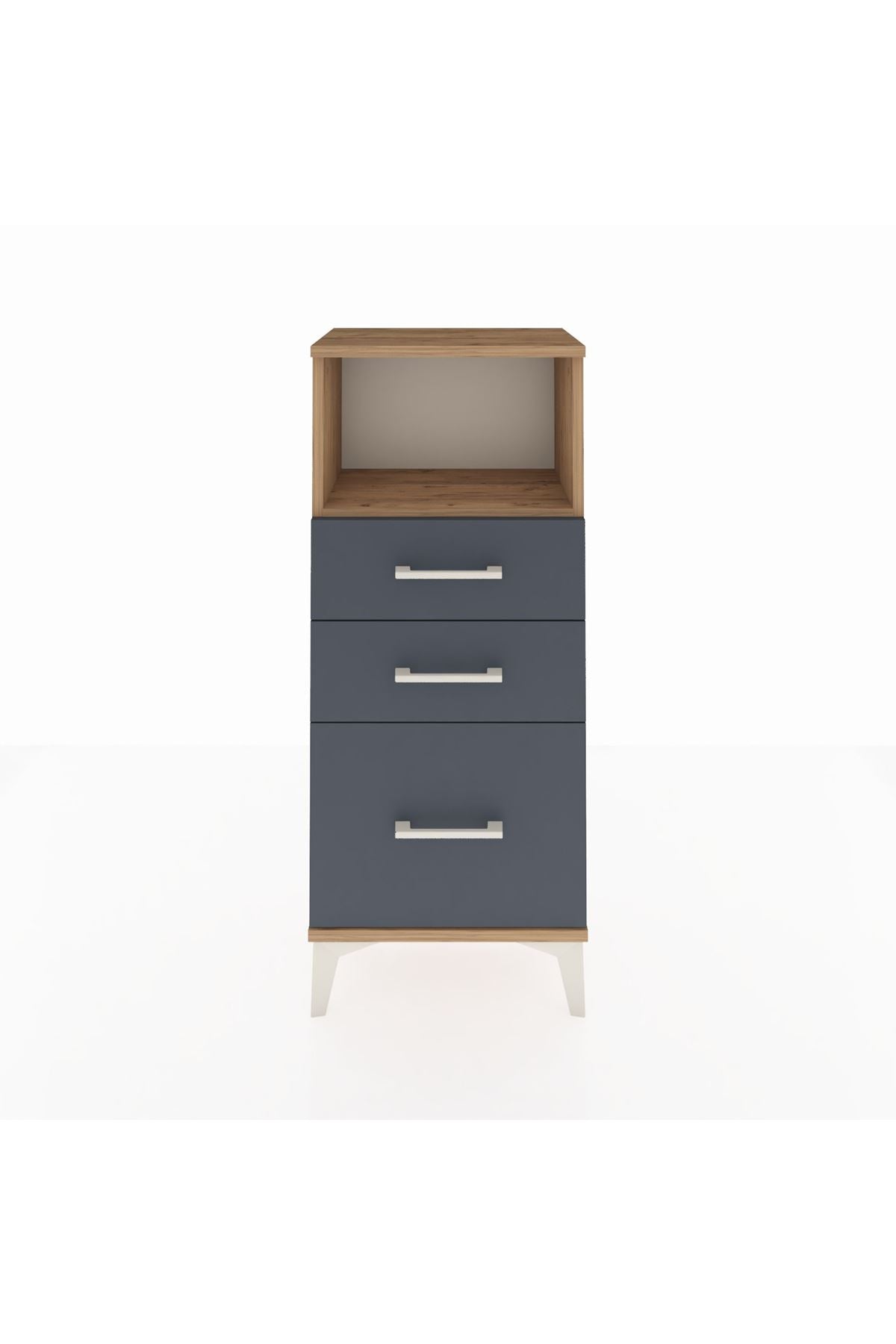Arges Komodin Tek Raflı 3 Çekmeceli 44x30x106 Çam-Antrasit