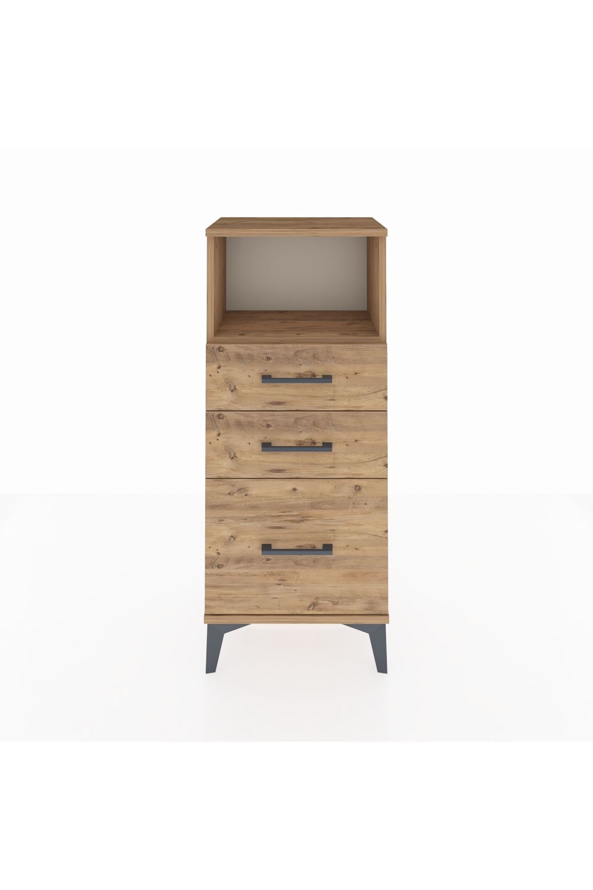 Arges Komodin Tek Raflı 3 Çekmeceli 44x30x106 Çam-Çam