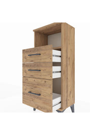 Arges Komodin Tek Raflı 3 Çekmeceli 44x30x106 Çam-Çam