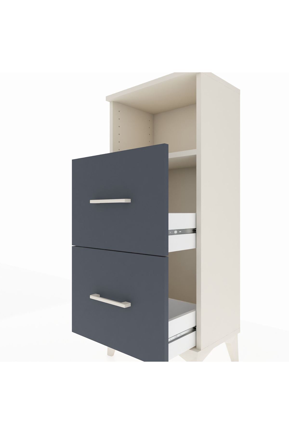 Arges Komodin Tek Raflı 2 Çekmeceli 44x30x106 Aytaşı-Antrasit