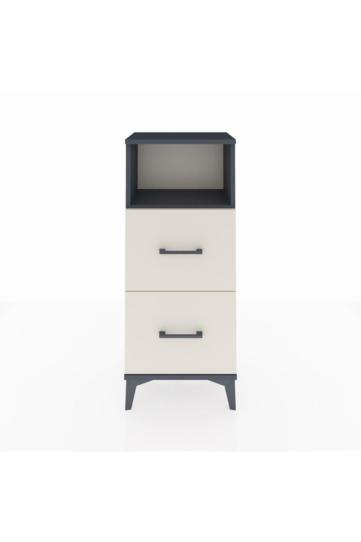 Arges Komodin Tek Raflı 2 Çekmeceli 44x30x106 Antrasit-Aytaşı
