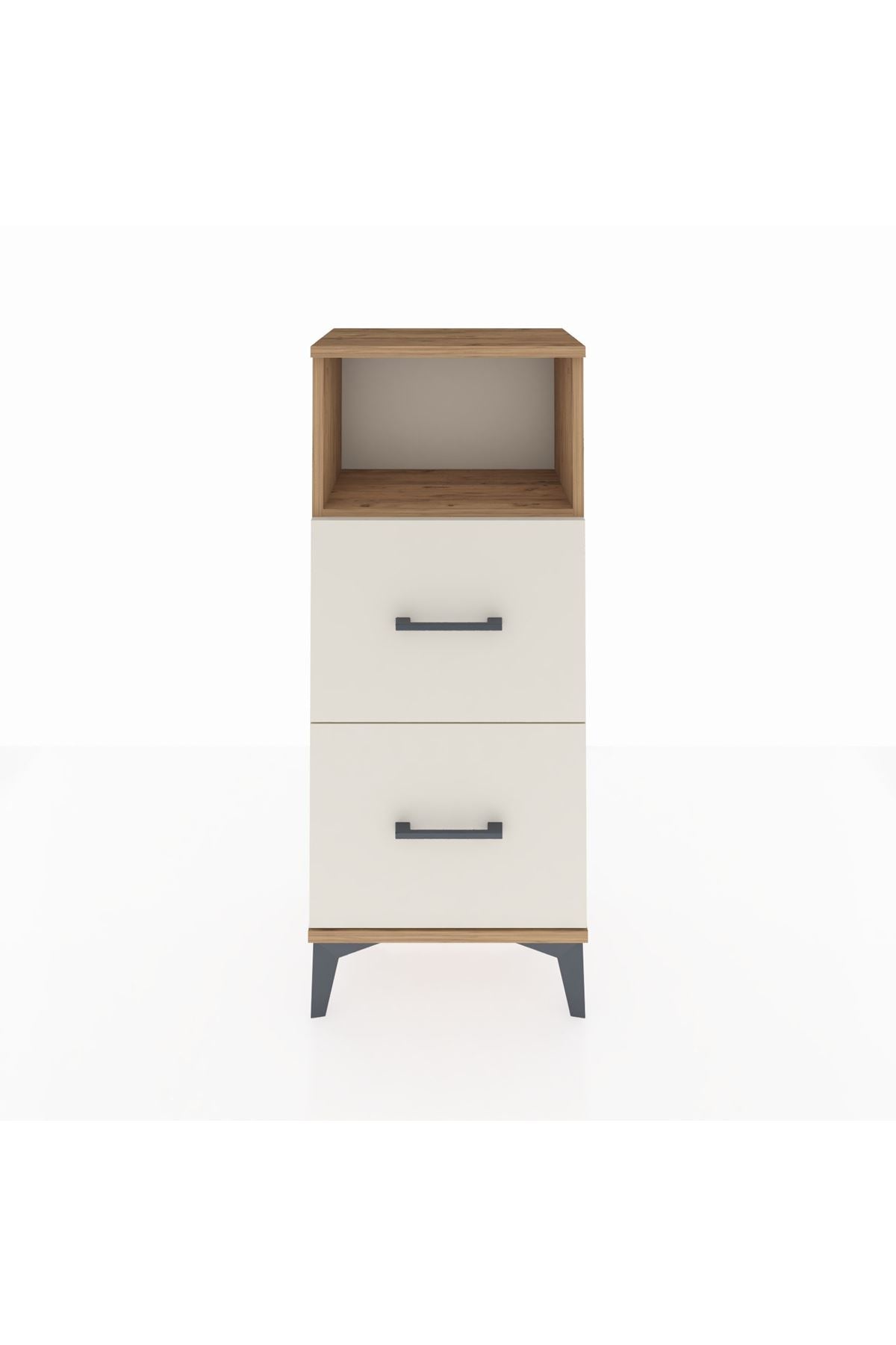 Arges Komodin Tek Raflı 2 Çekmeceli 44x30x106 Çam-Aytaşı