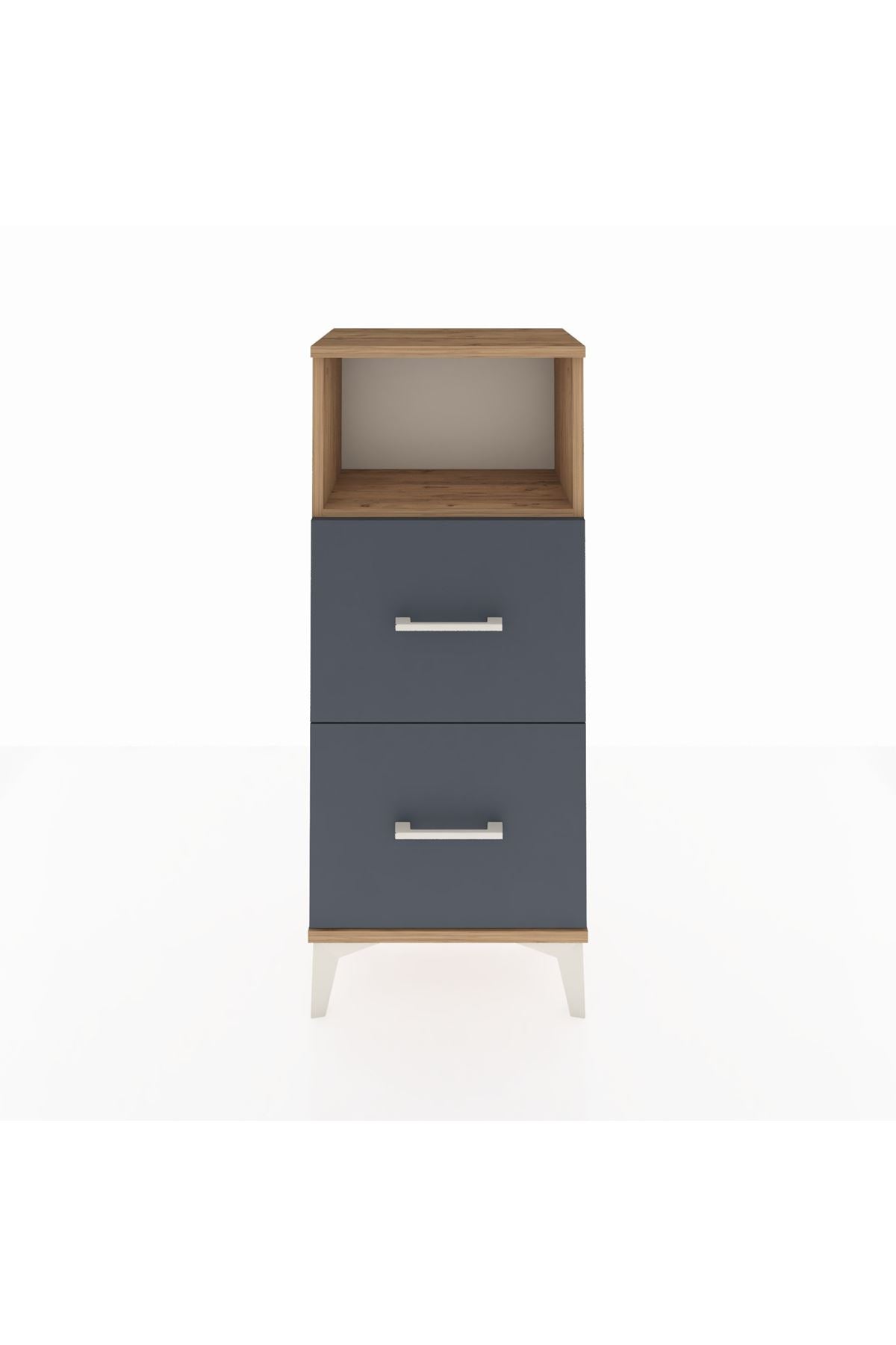 Arges Komodin Tek Raflı 2 Çekmeceli 44x30x106 Çam-Antrasit