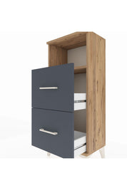 Arges Komodin Tek Raflı 2 Çekmeceli 44x30x106 Çam-Antrasit