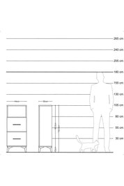 Arges Komodin Tek Raflı 2 Çekmeceli 44x30x106 Çam-Antrasit
