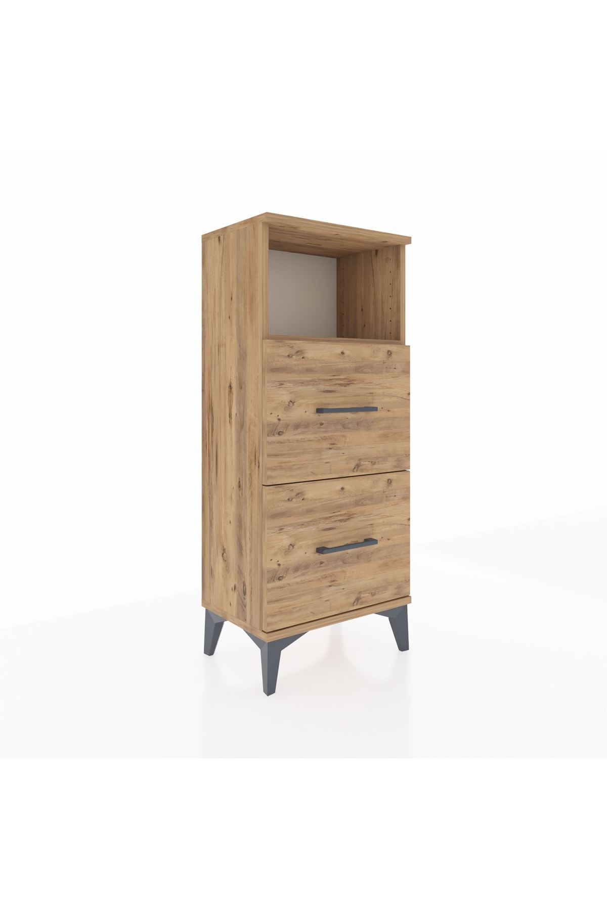 Arges Komodin Tek Raflı 2 Çekmeceli 44x30x106 Çam-Çam