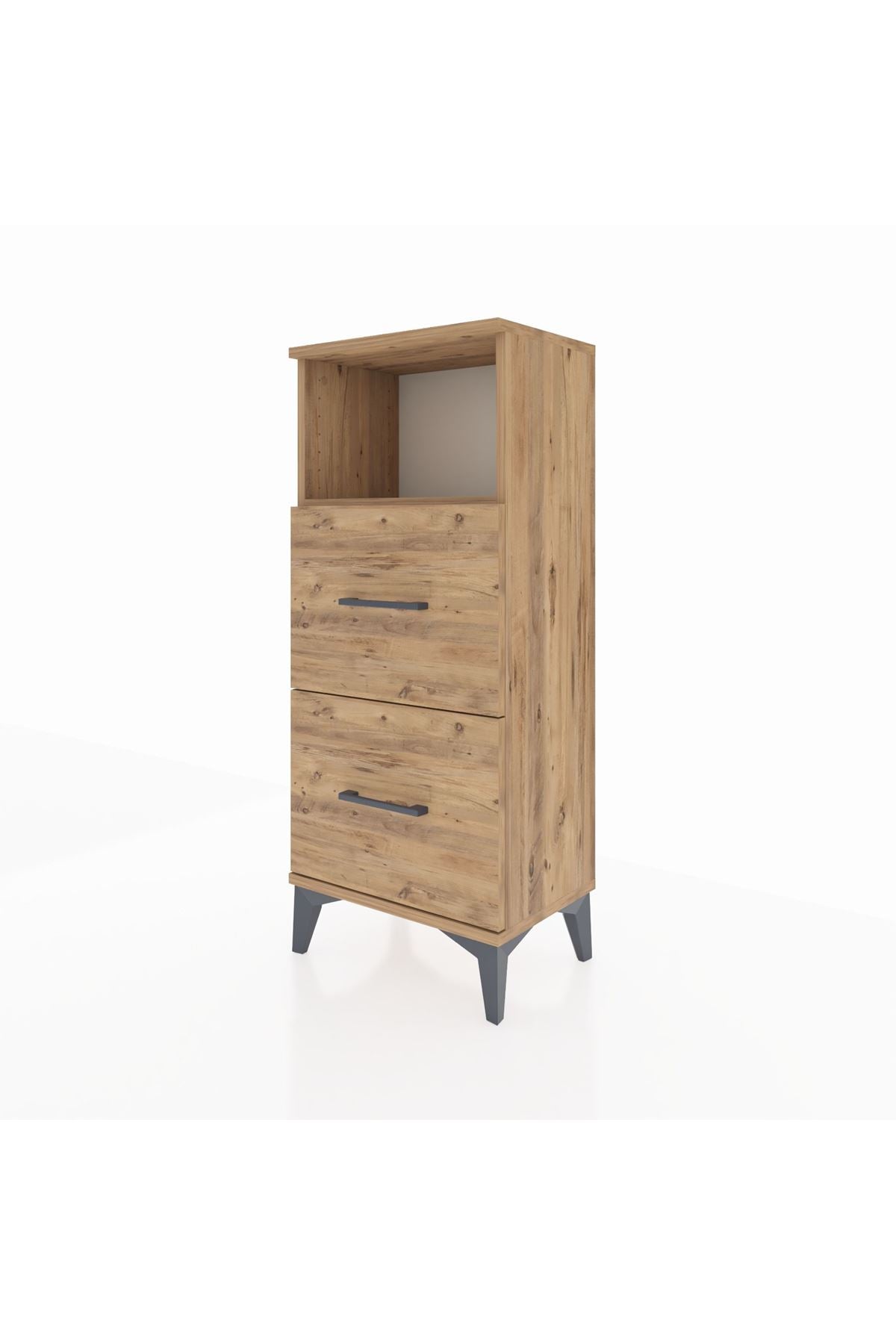 Arges Komodin Tek Raflı 2 Çekmeceli 44x30x106 Çam-Çam