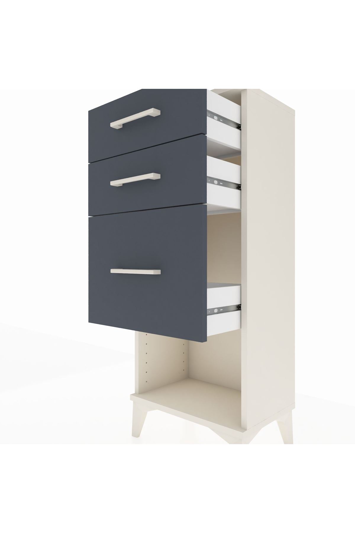 Arges Komodin 3 Çekmeceli 44x30x106 Aytaşı-Antrasit