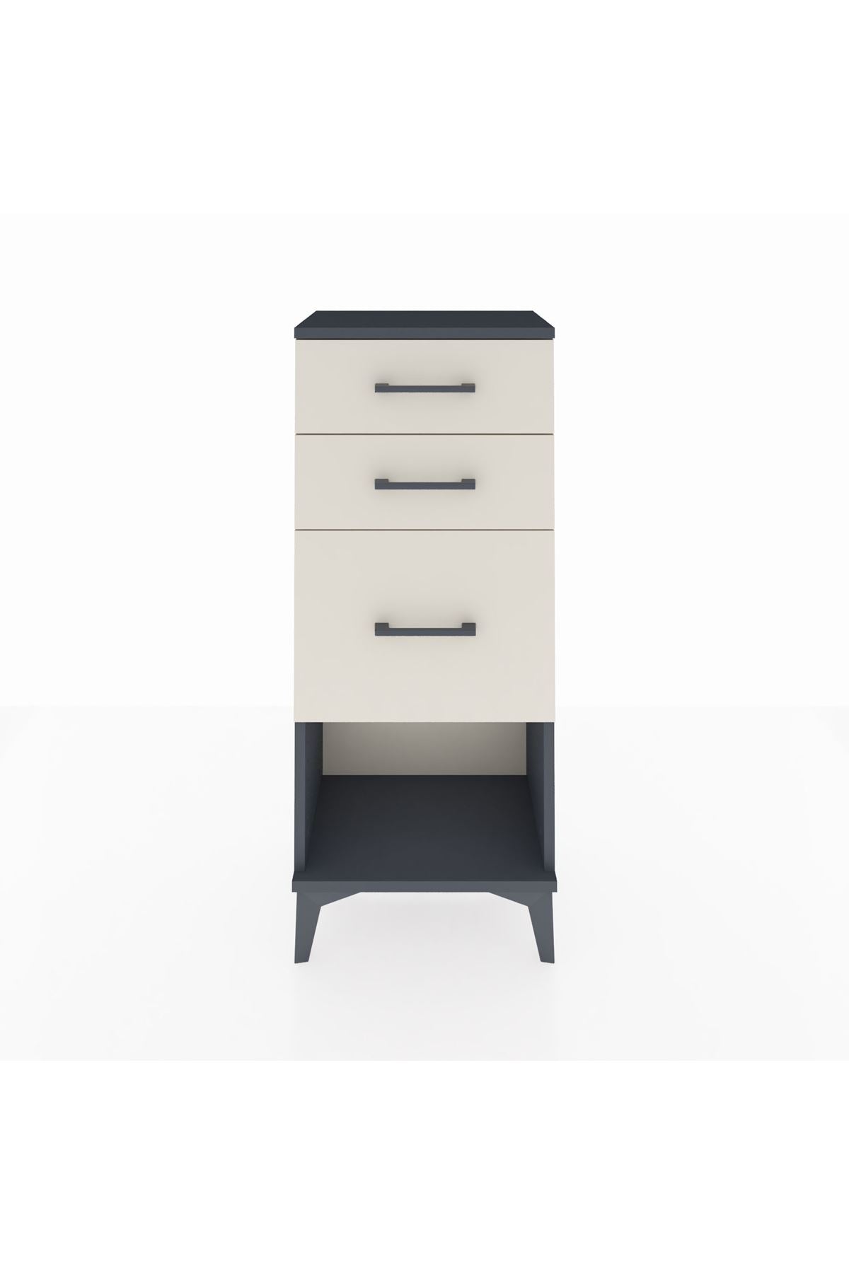 Arges Komodin 3 Çekmeceli 44x30x106 Antrasit-Aytaşı