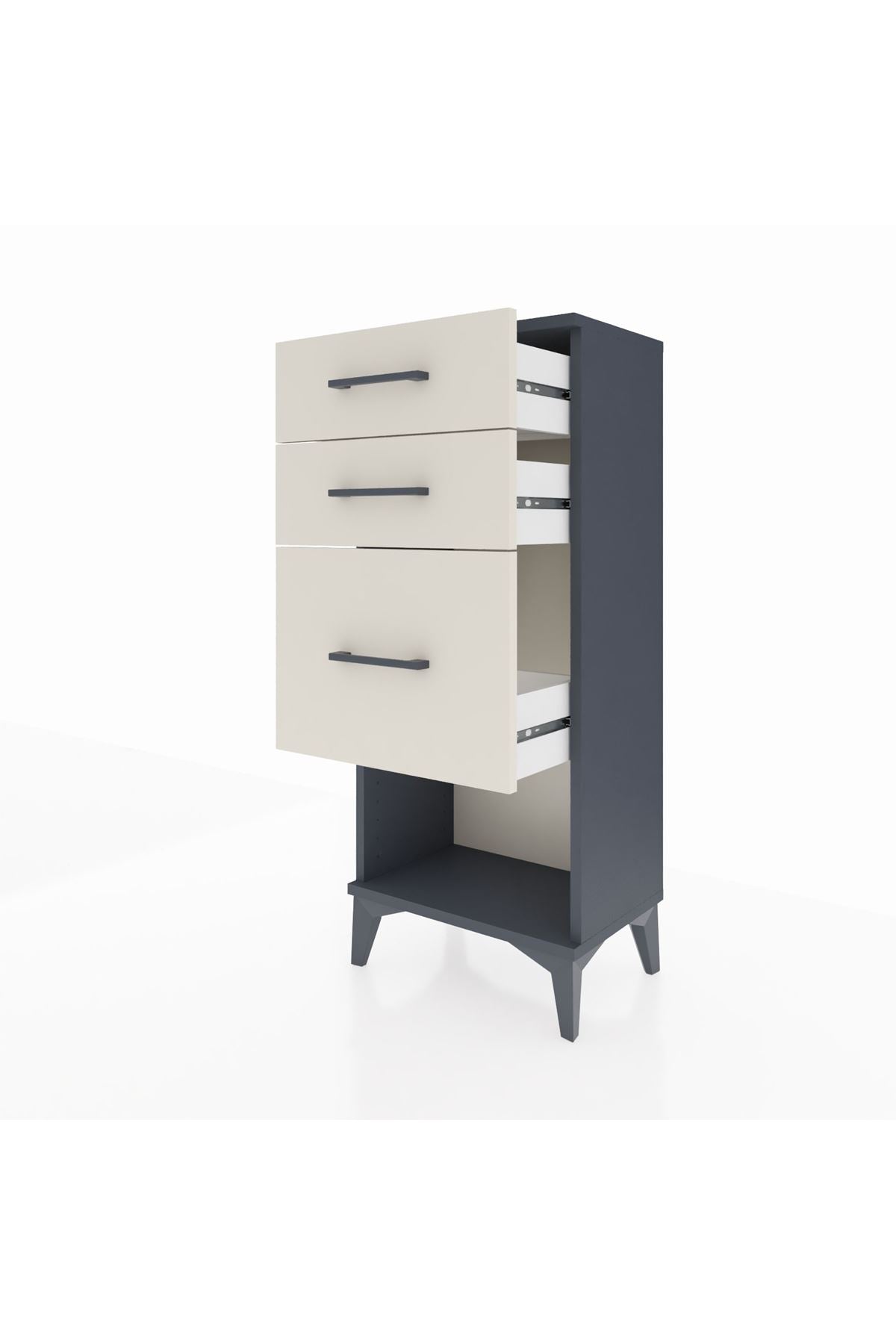 Arges Komodin 3 Çekmeceli 44x30x106 Antrasit-Aytaşı