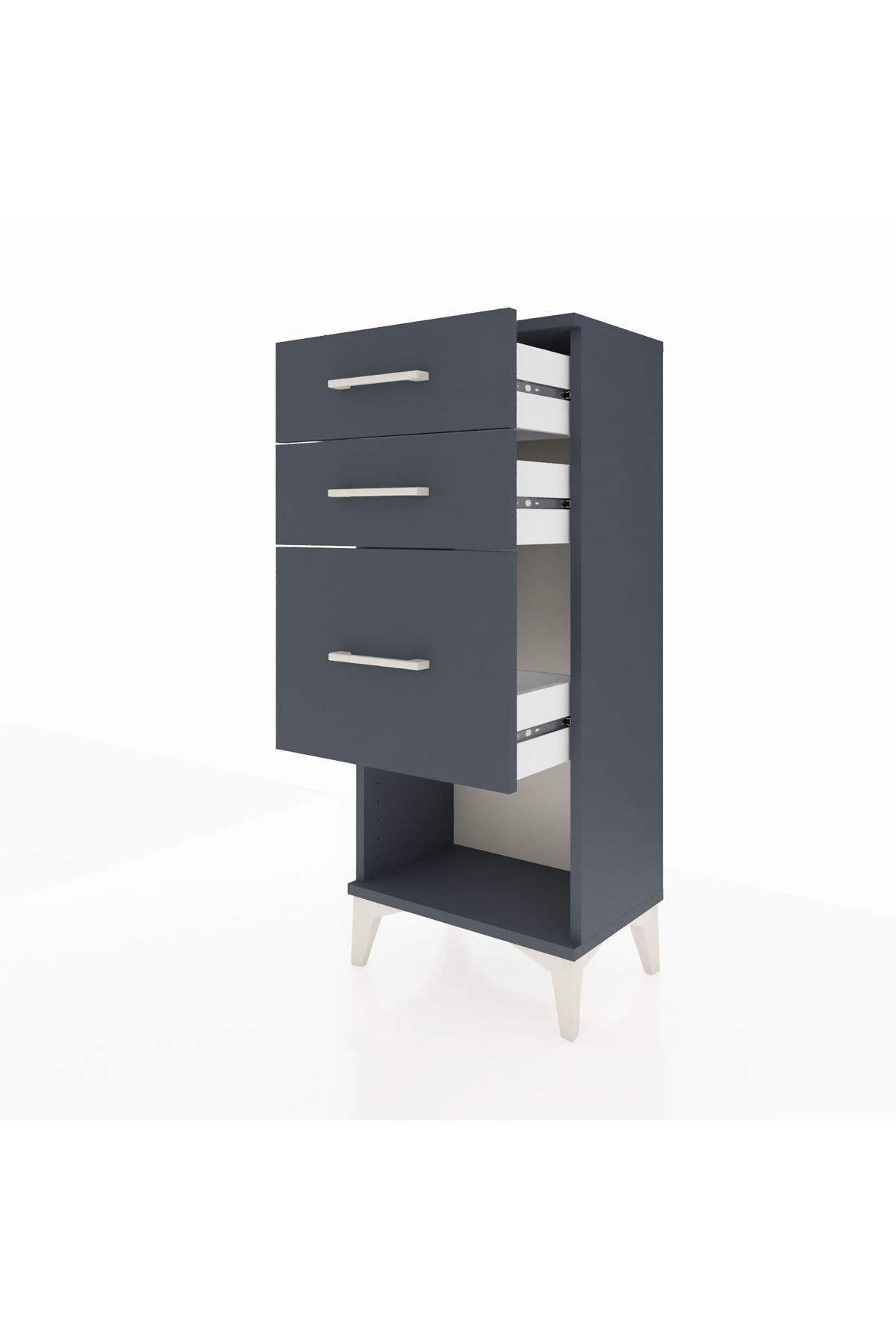 Arges Komodin 3 Çekmeceli 44x30x106 Antrasit-Antrasit