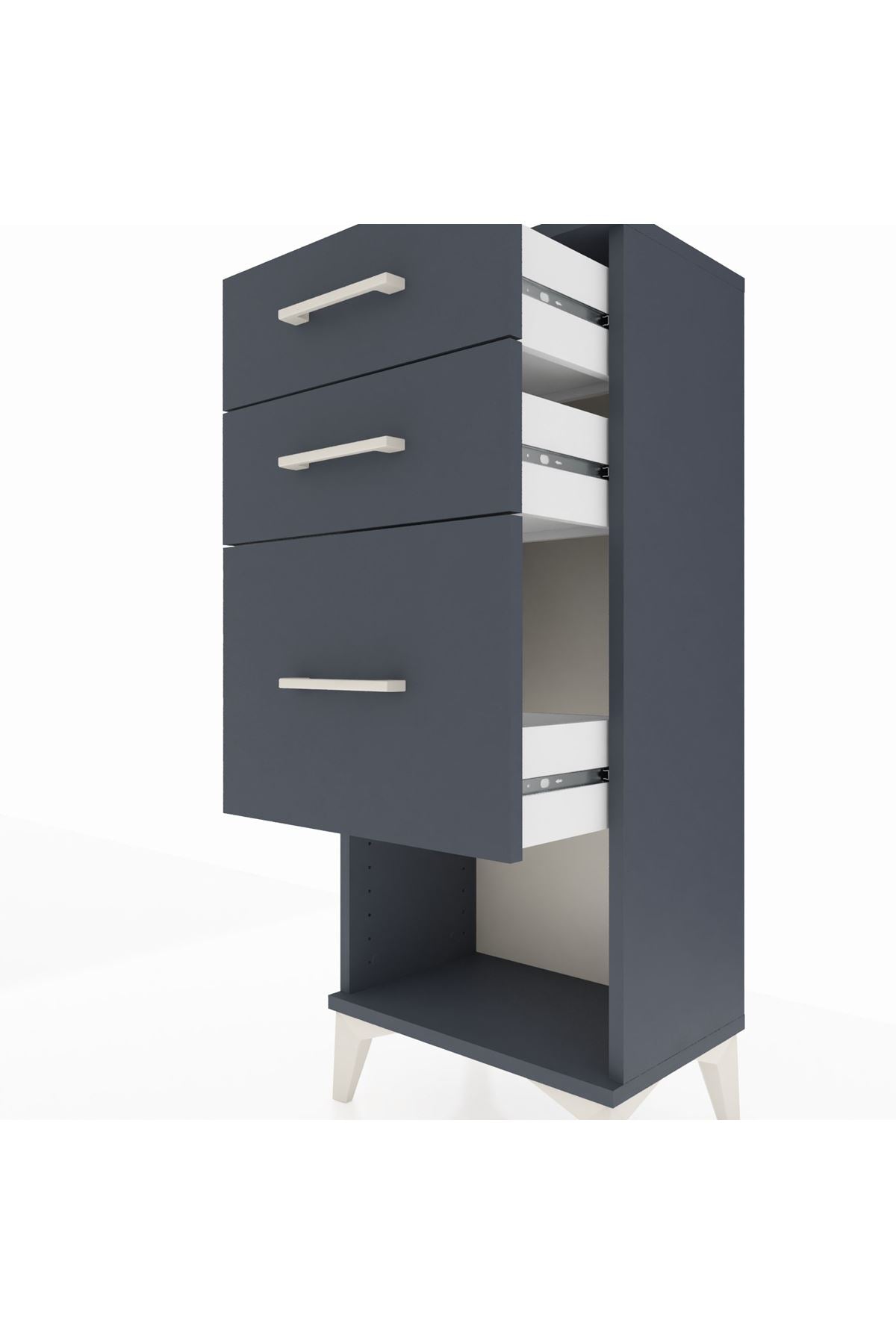 Arges Komodin 3 Çekmeceli 44x30x106 Antrasit-Antrasit