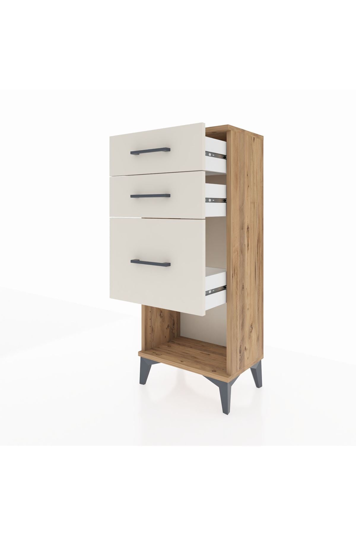 Arges Komodin 3 Çekmeceli 44x30x106 Çam-Aytaşı