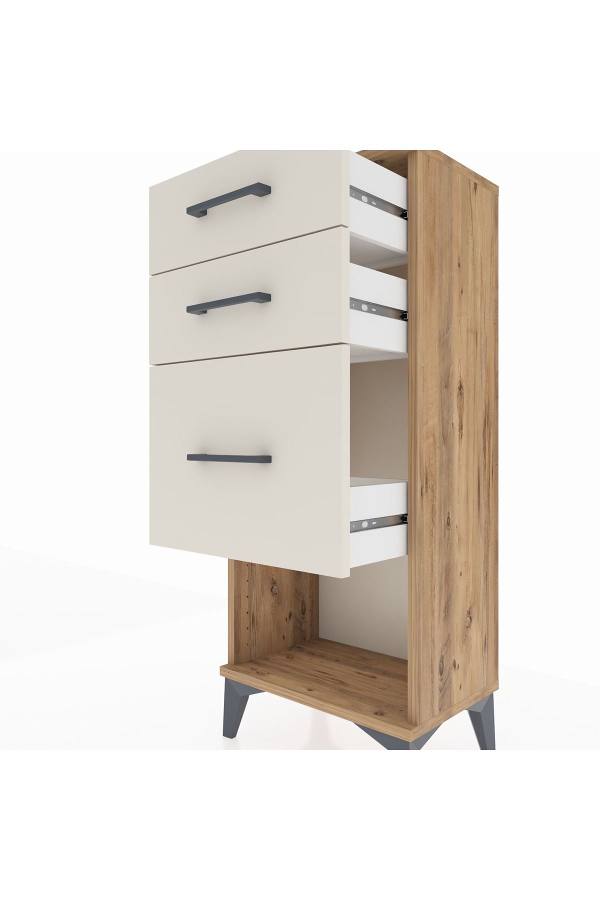 Arges Komodin 3 Çekmeceli 44x30x106 Çam-Aytaşı