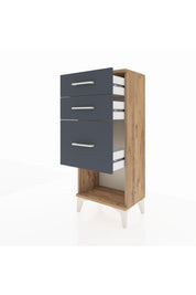 Arges Komodin 3 Çekmeceli 44x30x106 Çam-Antrasit