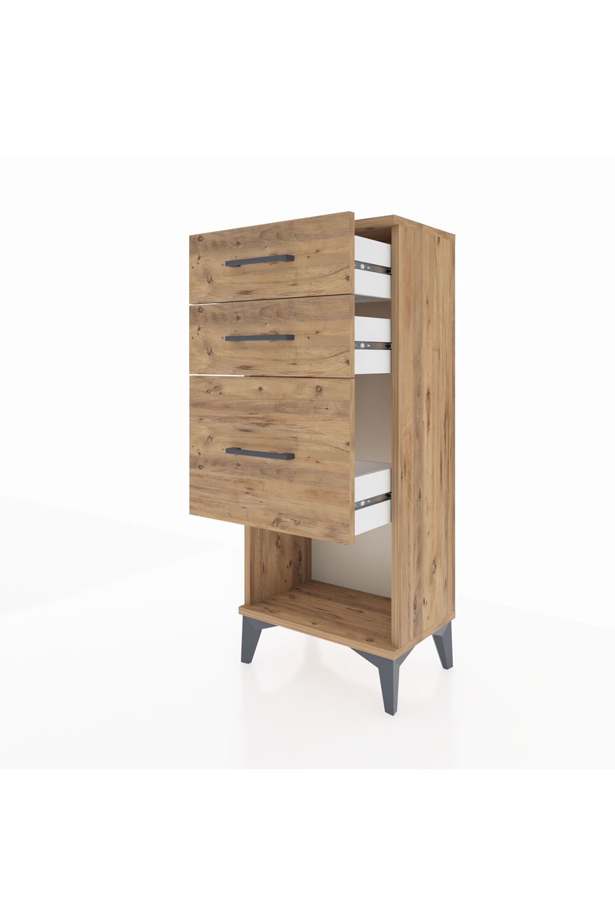 Arges Komodin 3 Çekmeceli 44x30x106 Çam-Çam