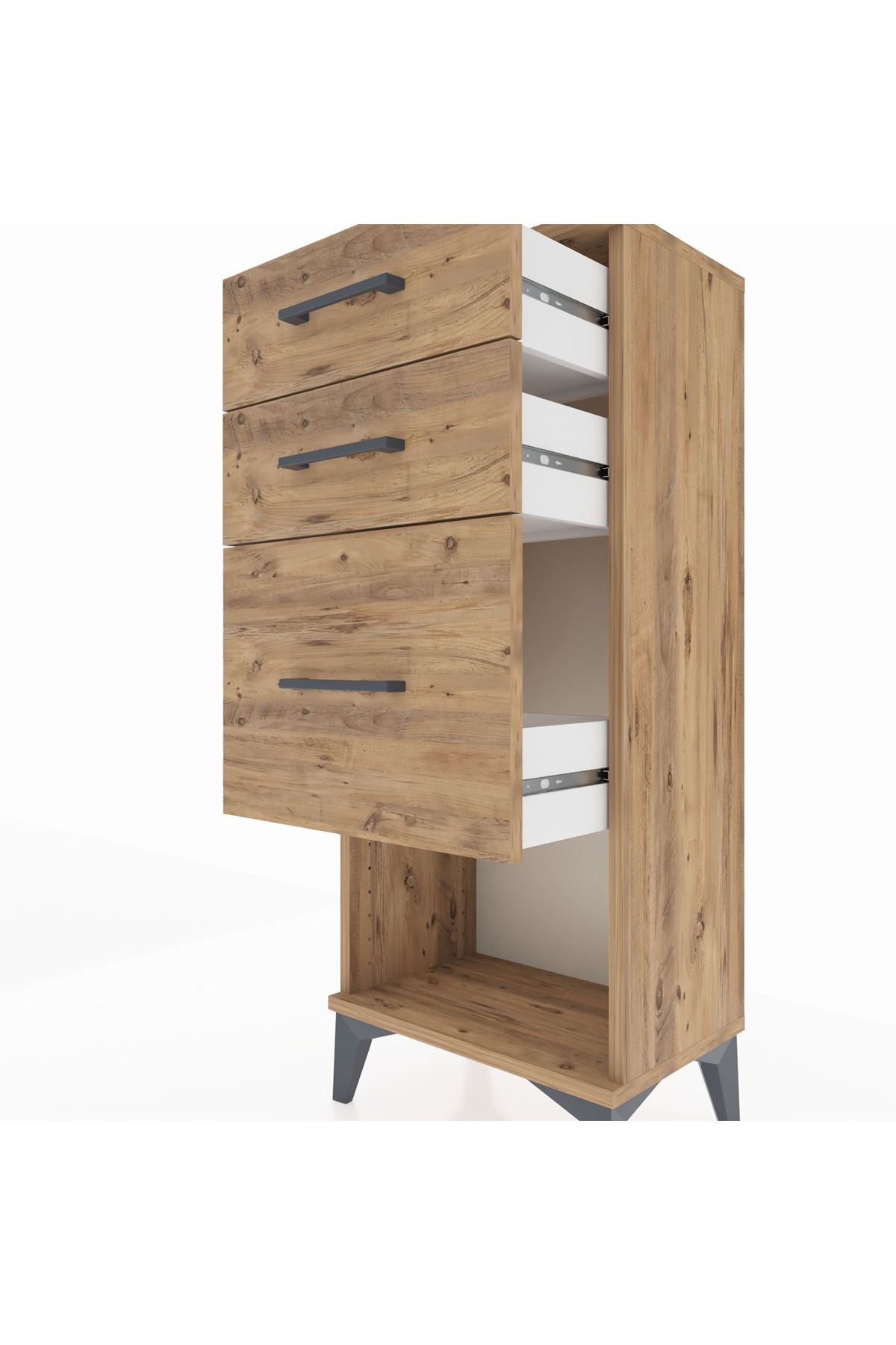 Arges Komodin 3 Çekmeceli 44x30x106 Çam-Çam