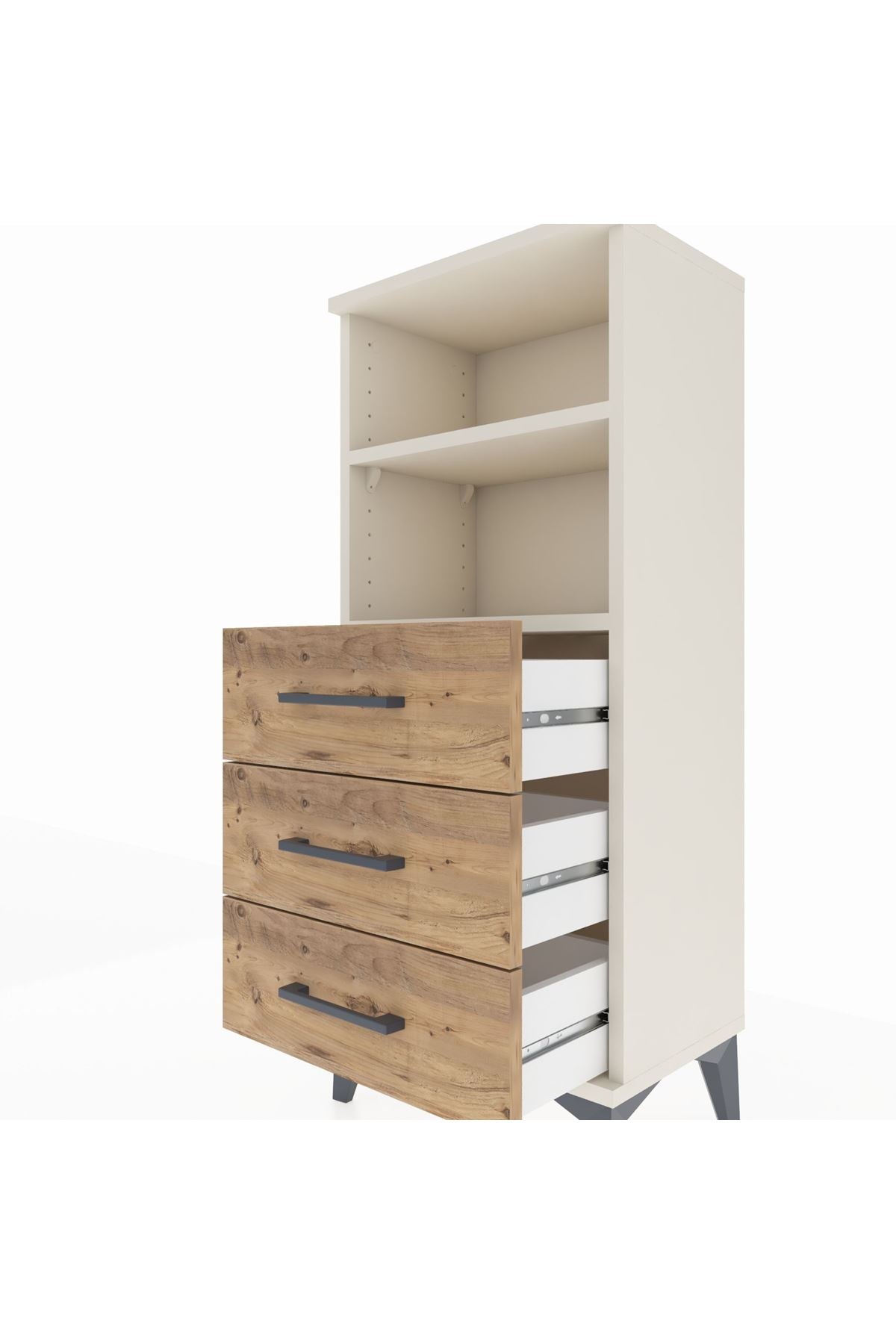 Arges Komodin 2 Raflı 3 Çekmeceli 44x30x106 Aytaşı-Çam