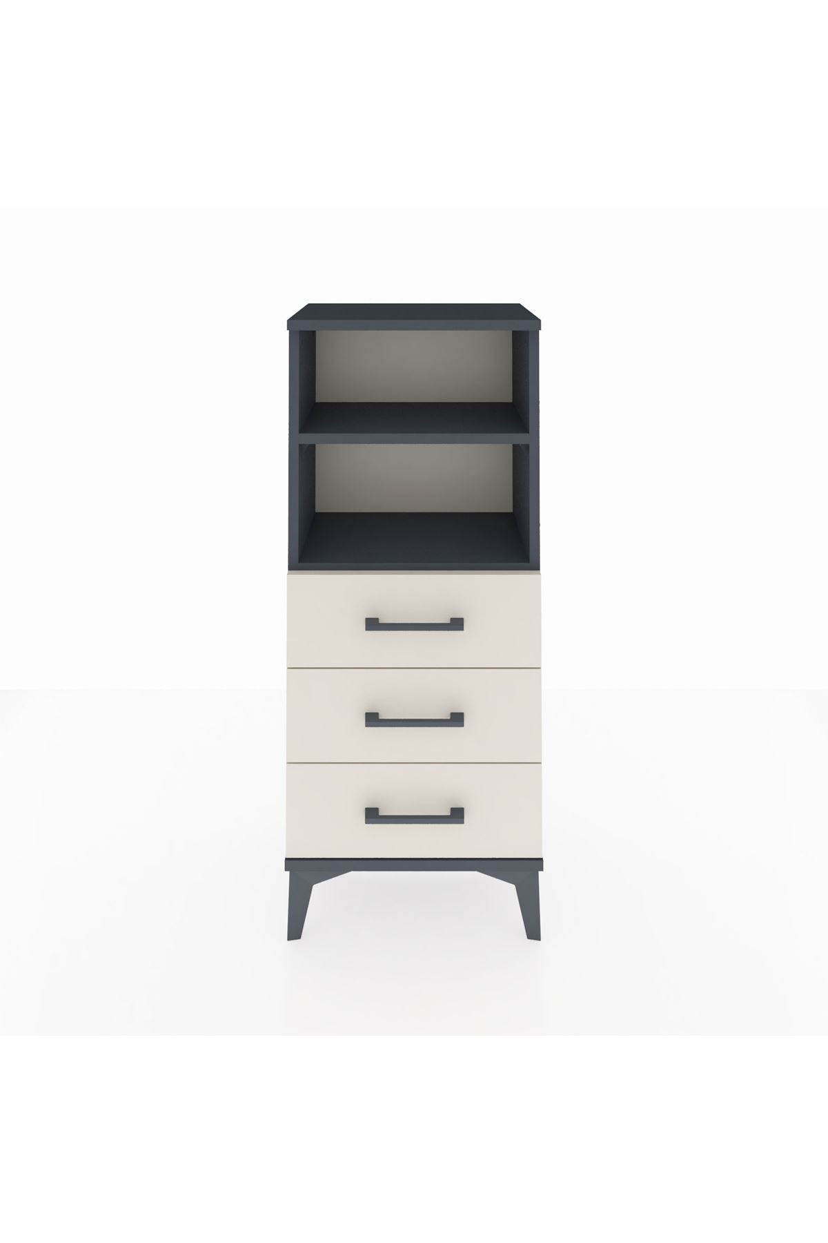 Arges Komodin 2 Raflı 3 Çekmeceli 44x30x106 Antrasit-Aytaşı