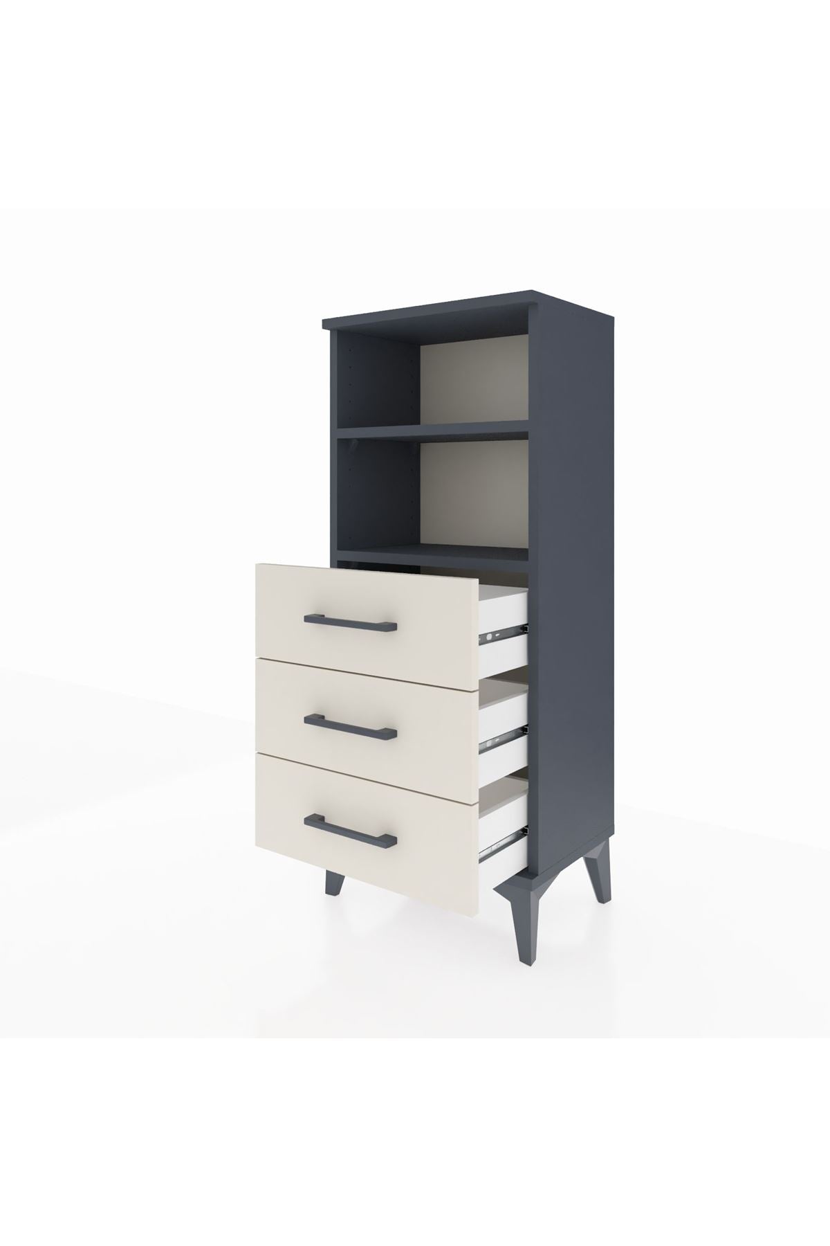 Arges Komodin 2 Raflı 3 Çekmeceli 44x30x106 Antrasit-Aytaşı