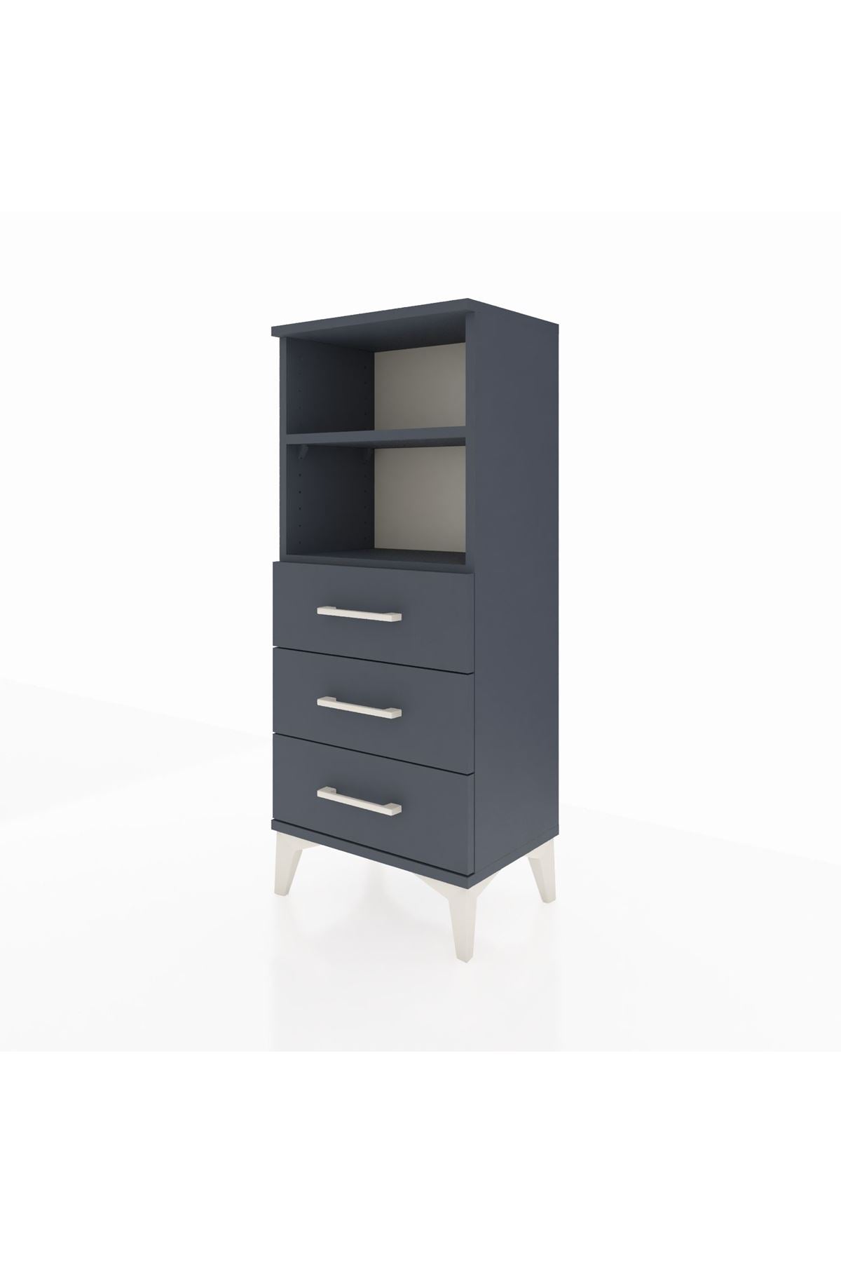 Arges Komodin 2 Raflı 3 Çekmeceli 44x30x106 Antrasit-Antrasit