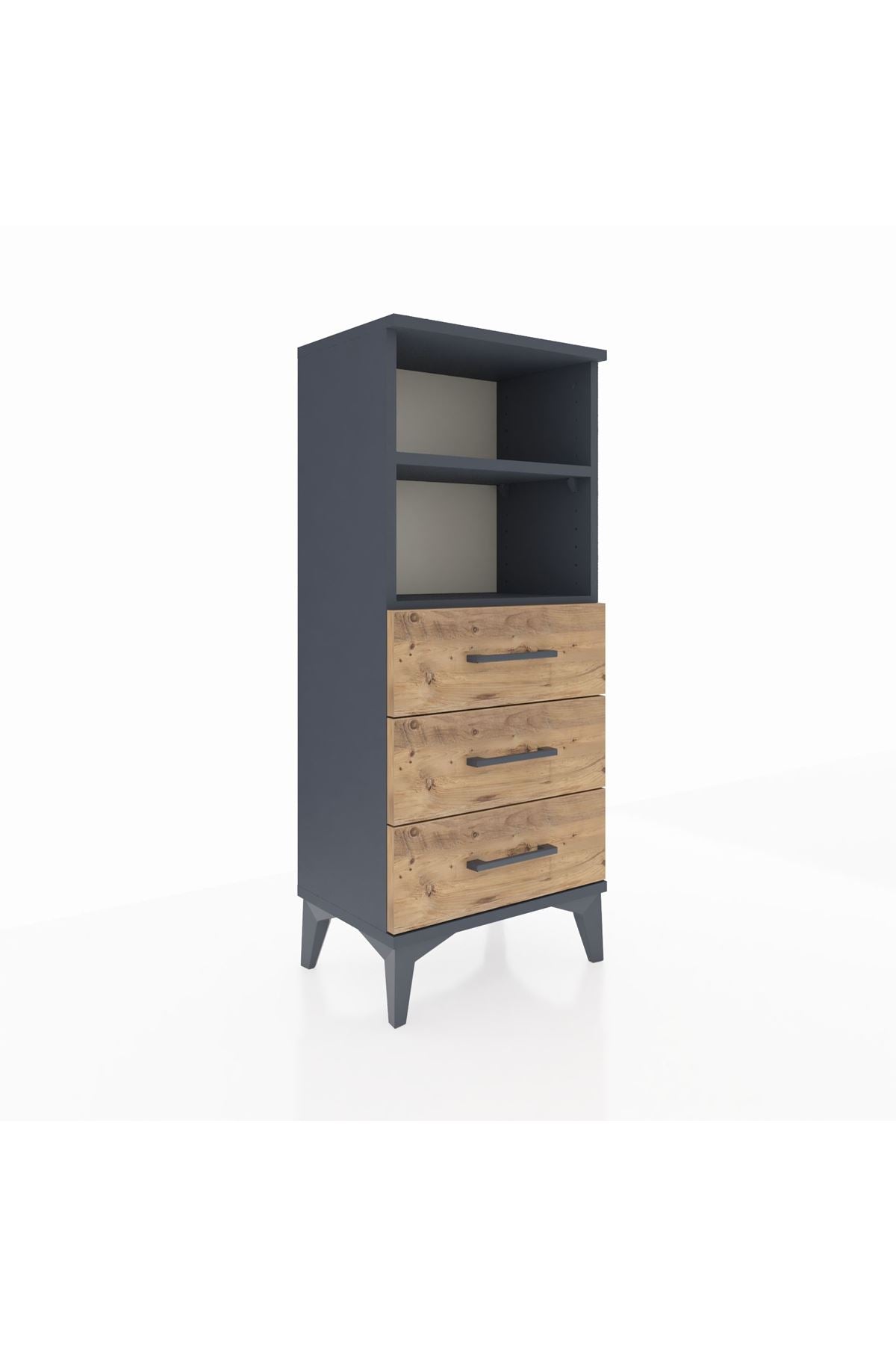 Arges Komodin 2 Raflı 3 Çekmeceli 44x30x106 Antrasit-Çam
