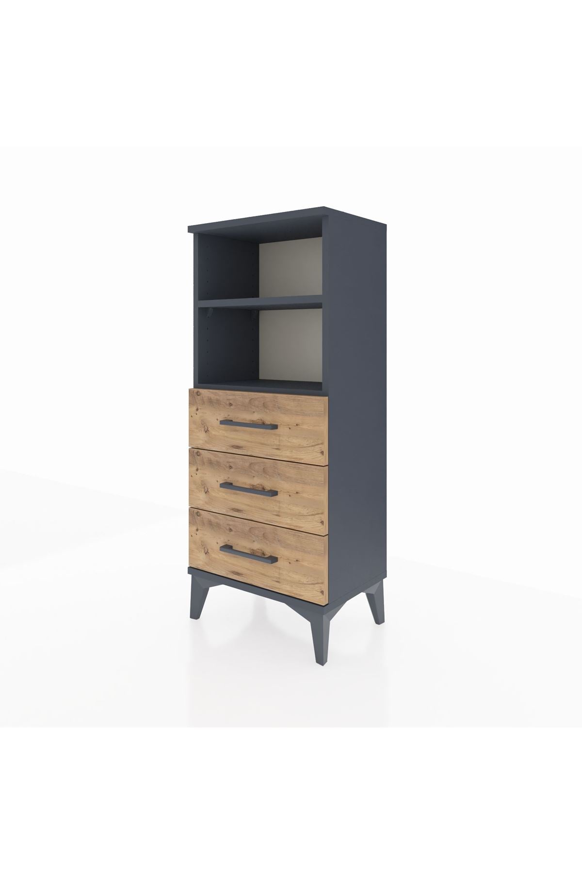 Arges Komodin 2 Raflı 3 Çekmeceli 44x30x106 Antrasit-Çam