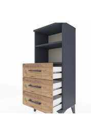 Arges Komodin 2 Raflı 3 Çekmeceli 44x30x106 Antrasit-Çam