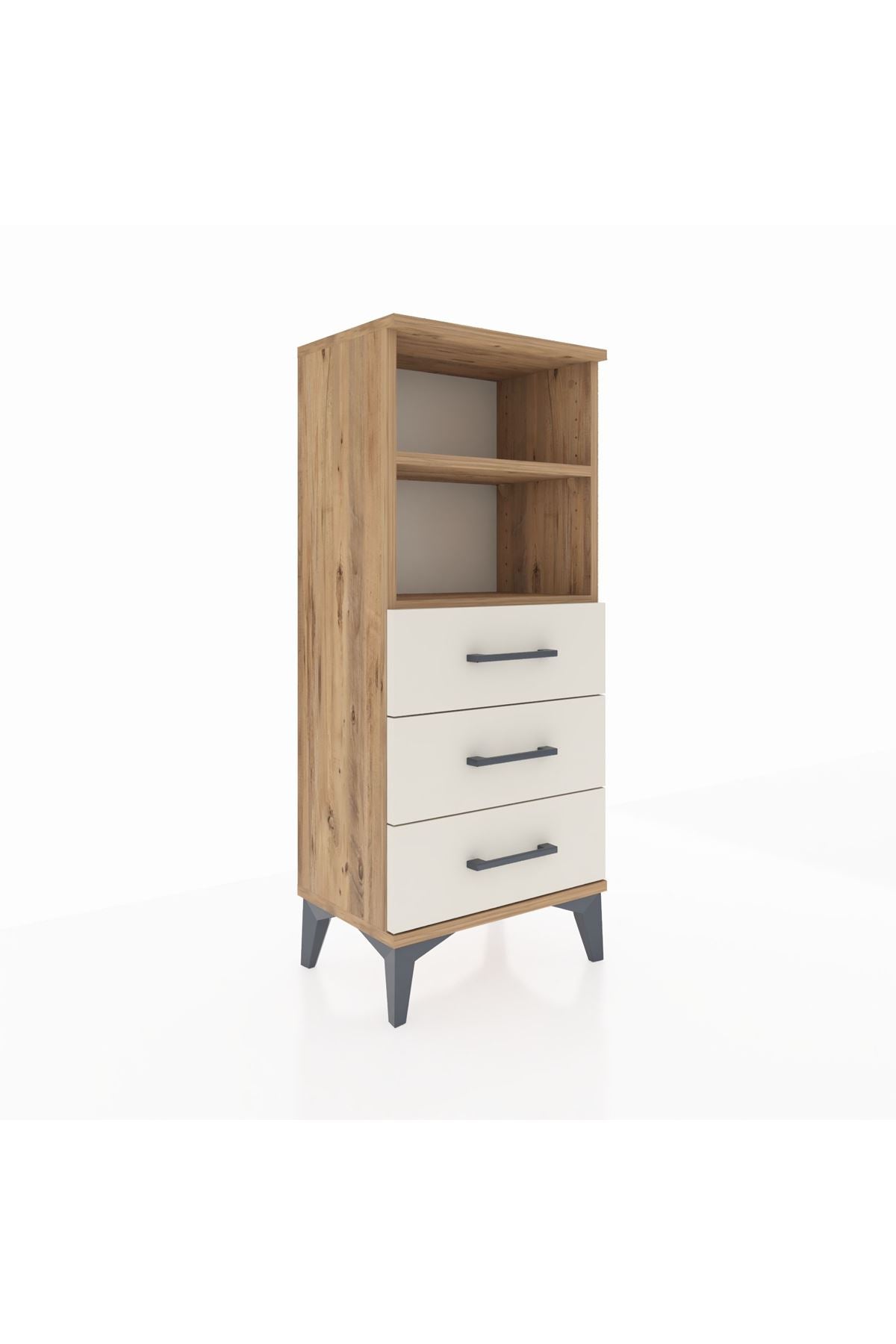 Arges Komodin 2 Raflı 3 Çekmeceli 44x30x106 Çam-Aytaşı