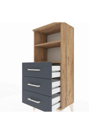 Arges Komodin 2 Raflı 3 Çekmeceli 44x30x106 Çam-Antrasit