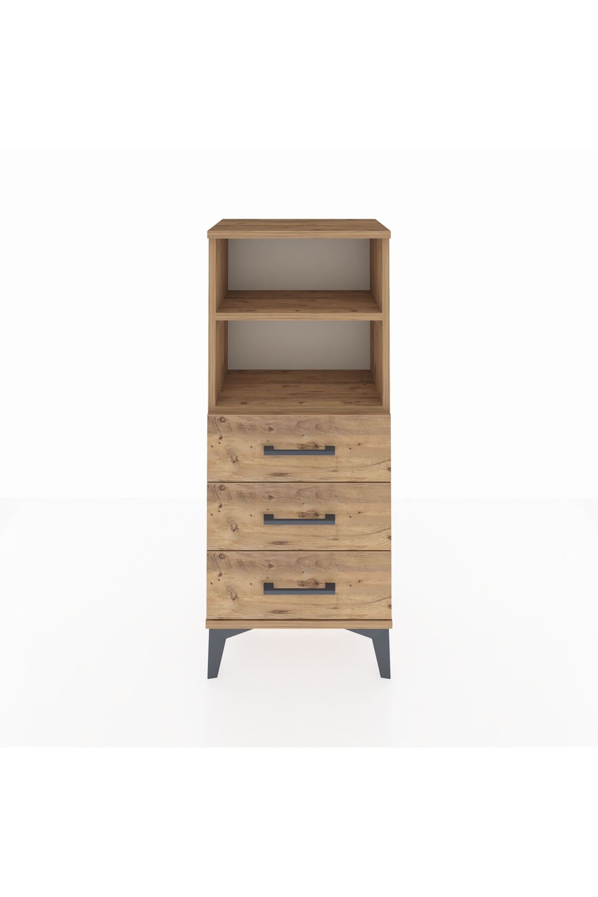 Arges Komodin 2 Raflı 3 Çekmeceli 44x30x106 Çam-Çam