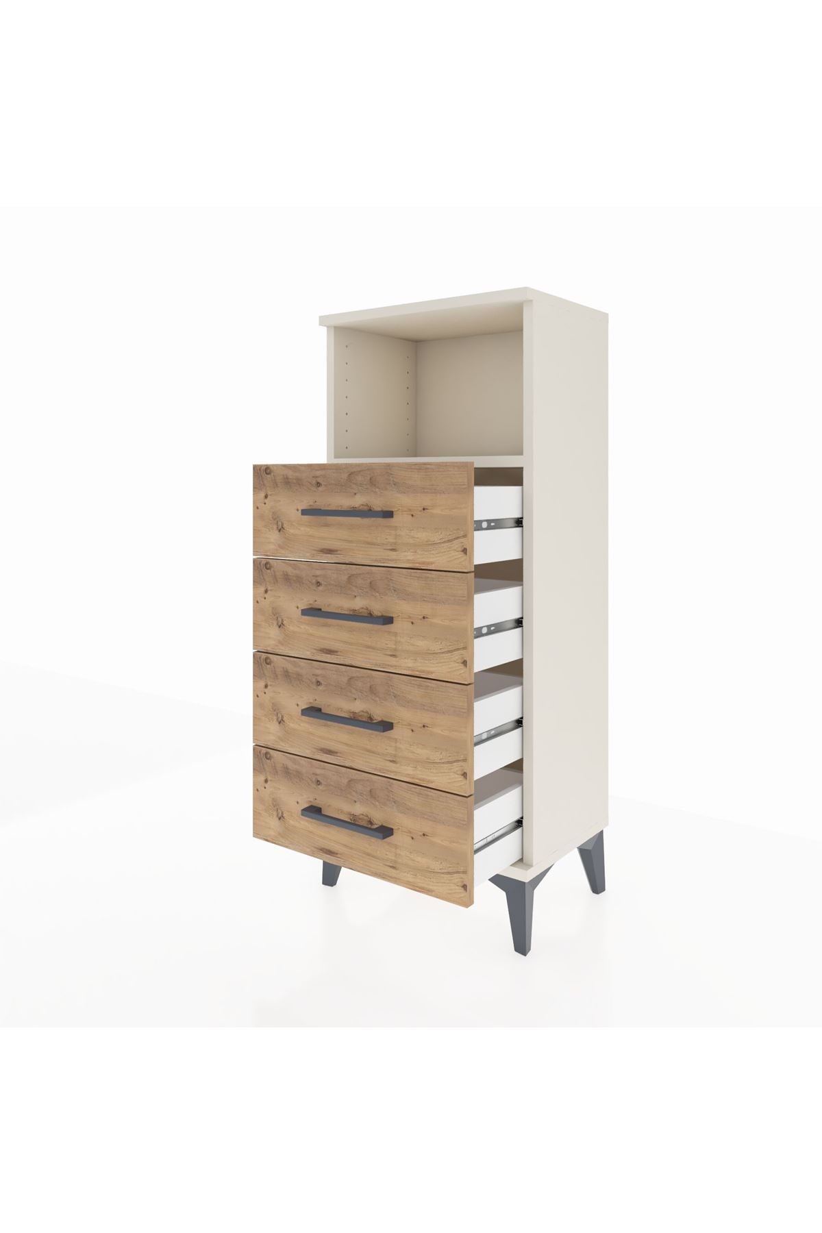 Arges Komodin Tek Raflı 4 Çekmeceli 44x30x106 Aytaşı-Çam