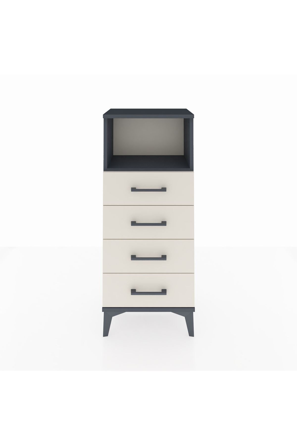 Arges Komodin Tek Raflı 4 Çekmeceli 44x30x106 Antrasit-Aytaşı