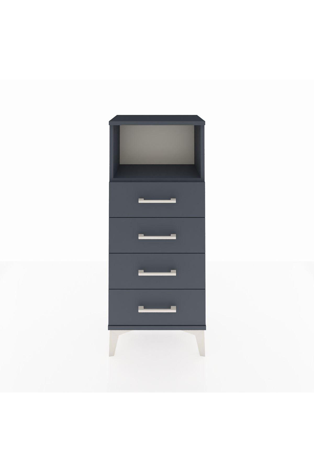 Arges Komodin Tek Raflı 4 Çekmeceli 44x30x106 Antrasit-Antrasit