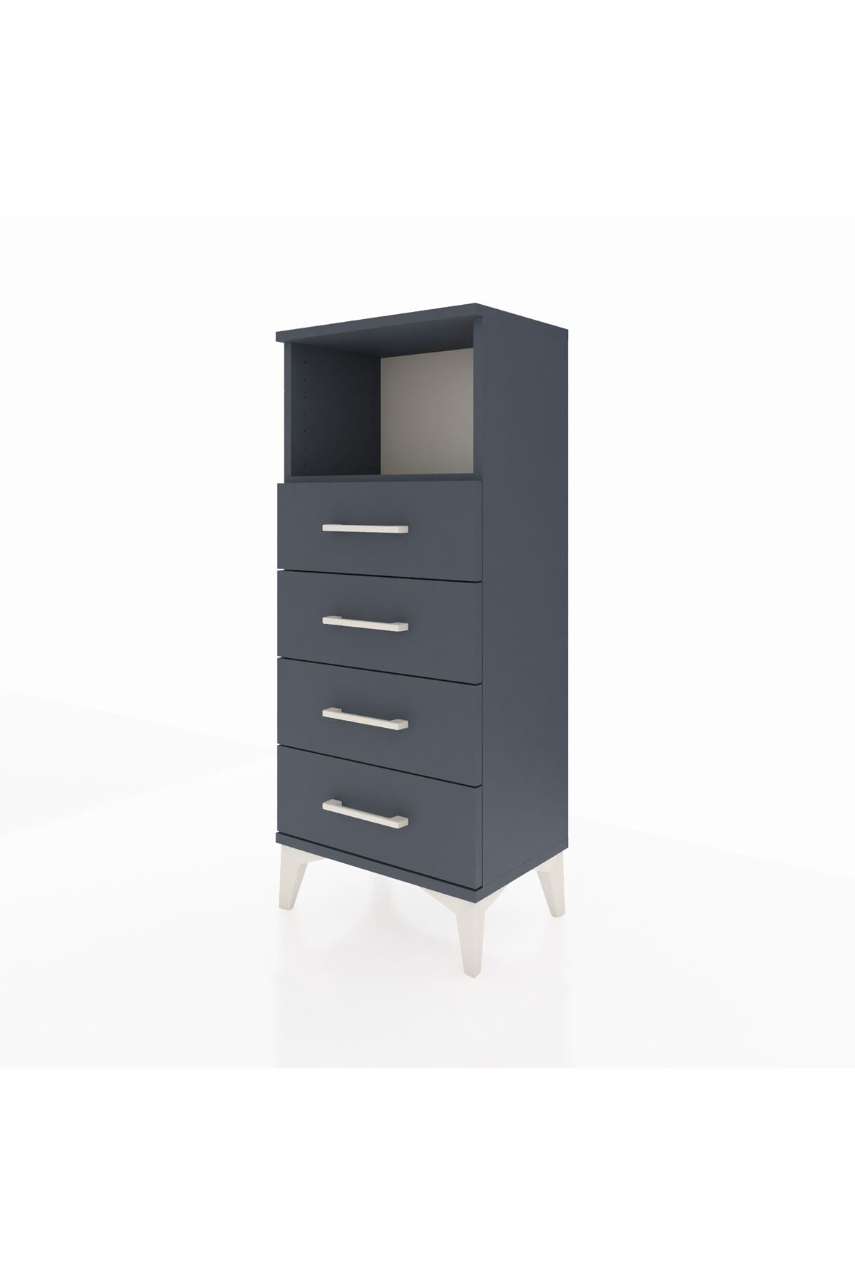 Arges Komodin Tek Raflı 4 Çekmeceli 44x30x106 Antrasit-Antrasit