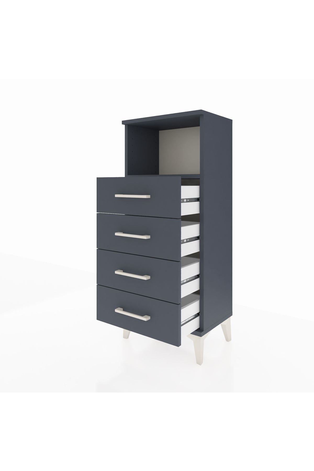 Arges Komodin Tek Raflı 4 Çekmeceli 44x30x106 Antrasit-Antrasit