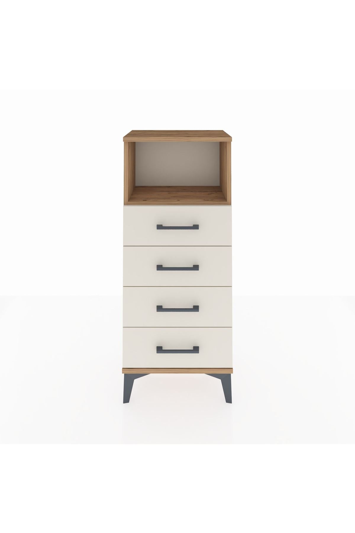 Arges Komodin Tek Raflı 4 Çekmeceli 44x30x106 Çam-Aytaşı