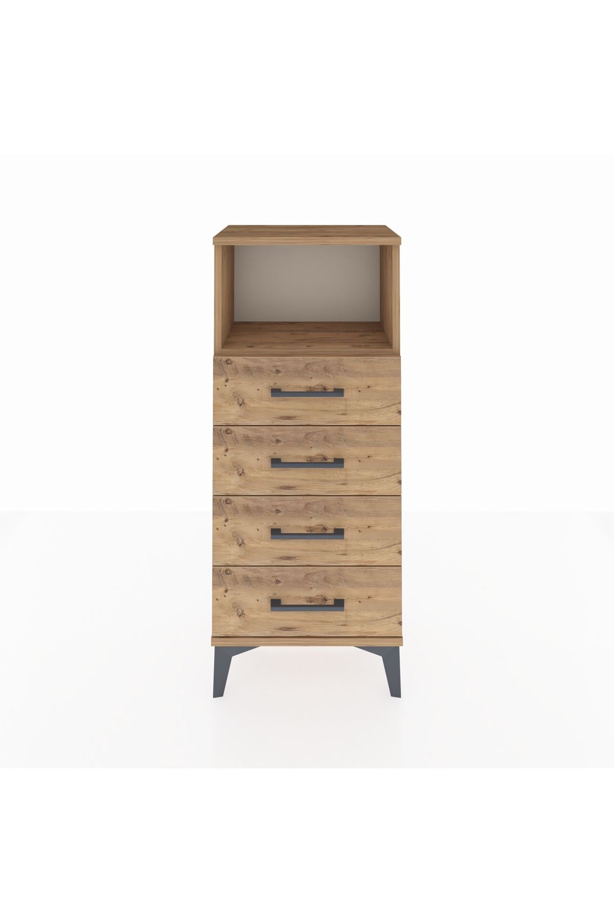 Arges Komodin Tek Raflı 4 Çekmeceli 44x30x106 Çam-Çam