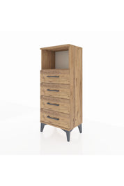 Arges Komodin Tek Raflı 4 Çekmeceli 44x30x106 Çam-Çam