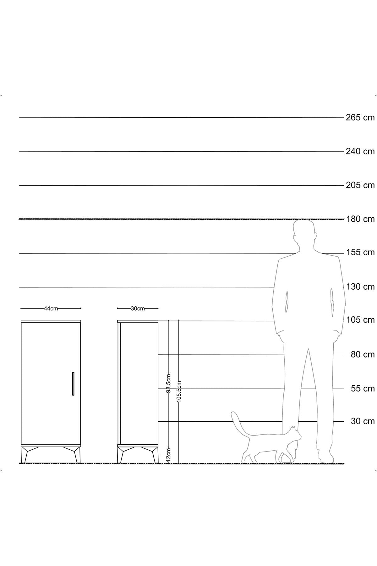 Arges Komodin Tek Kapaklı 44x30x106 Antrasit-Çam