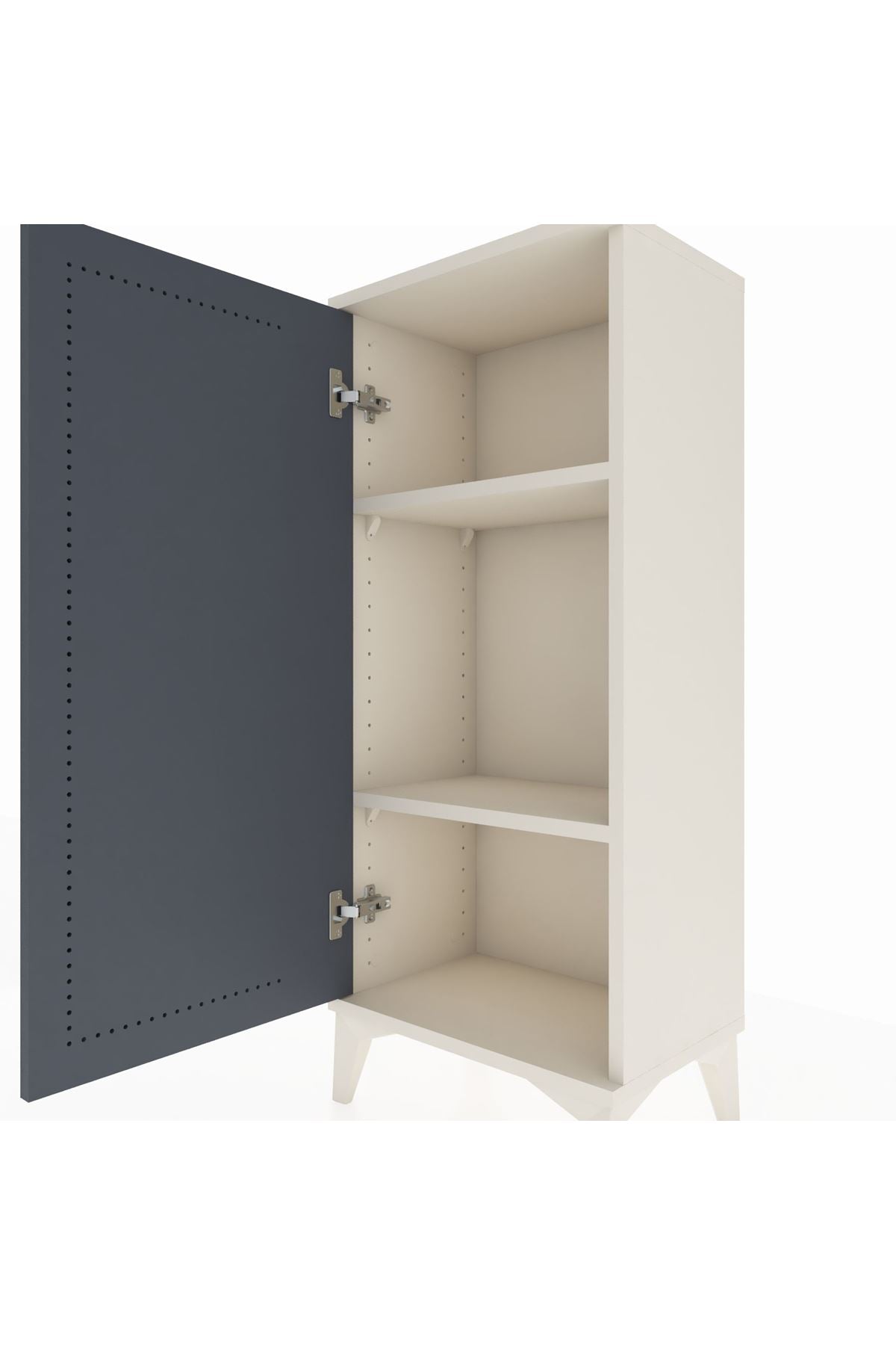 Arges Komodin 2 Raflı Tek Kapaklı 44x30x106 Aytaşı-Antrasit