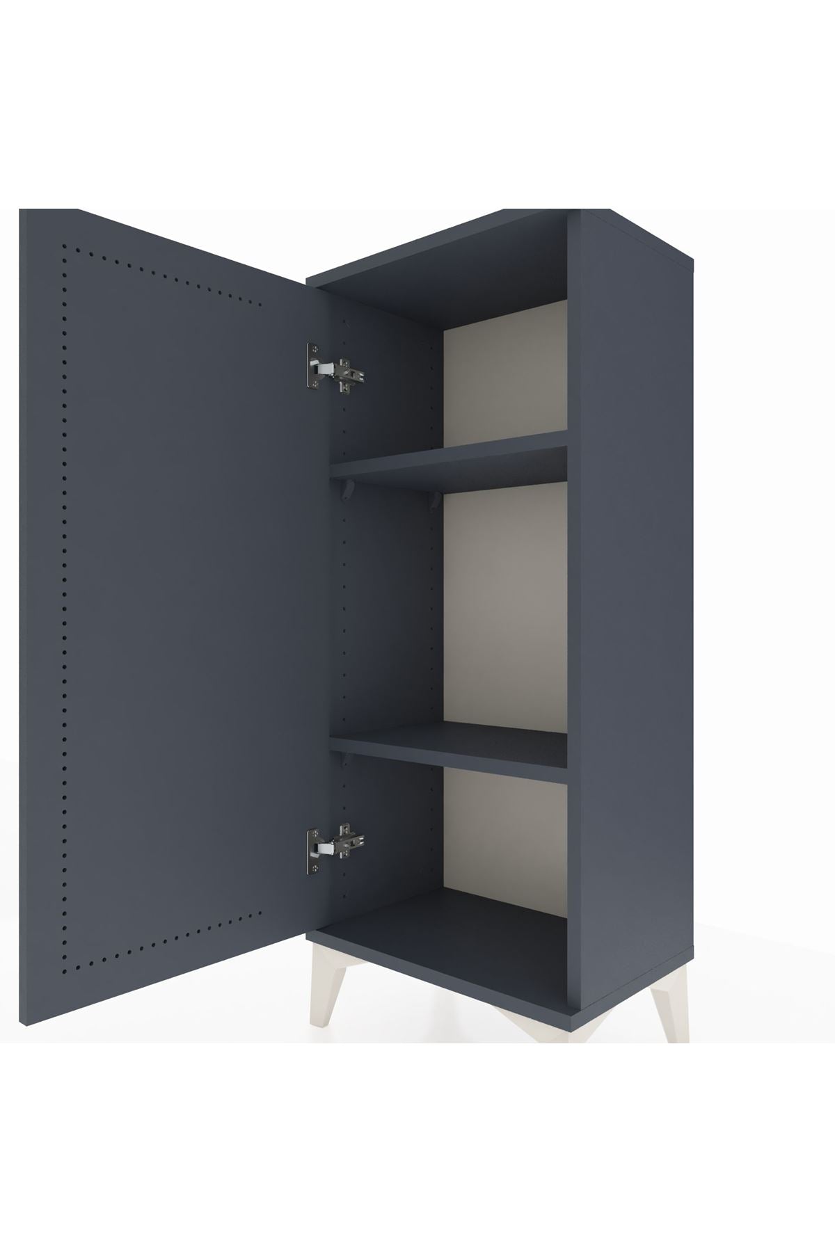 Arges Komodin 2 Raflı Tek Kapaklı 44x30x106 Antrasit-Antrasit