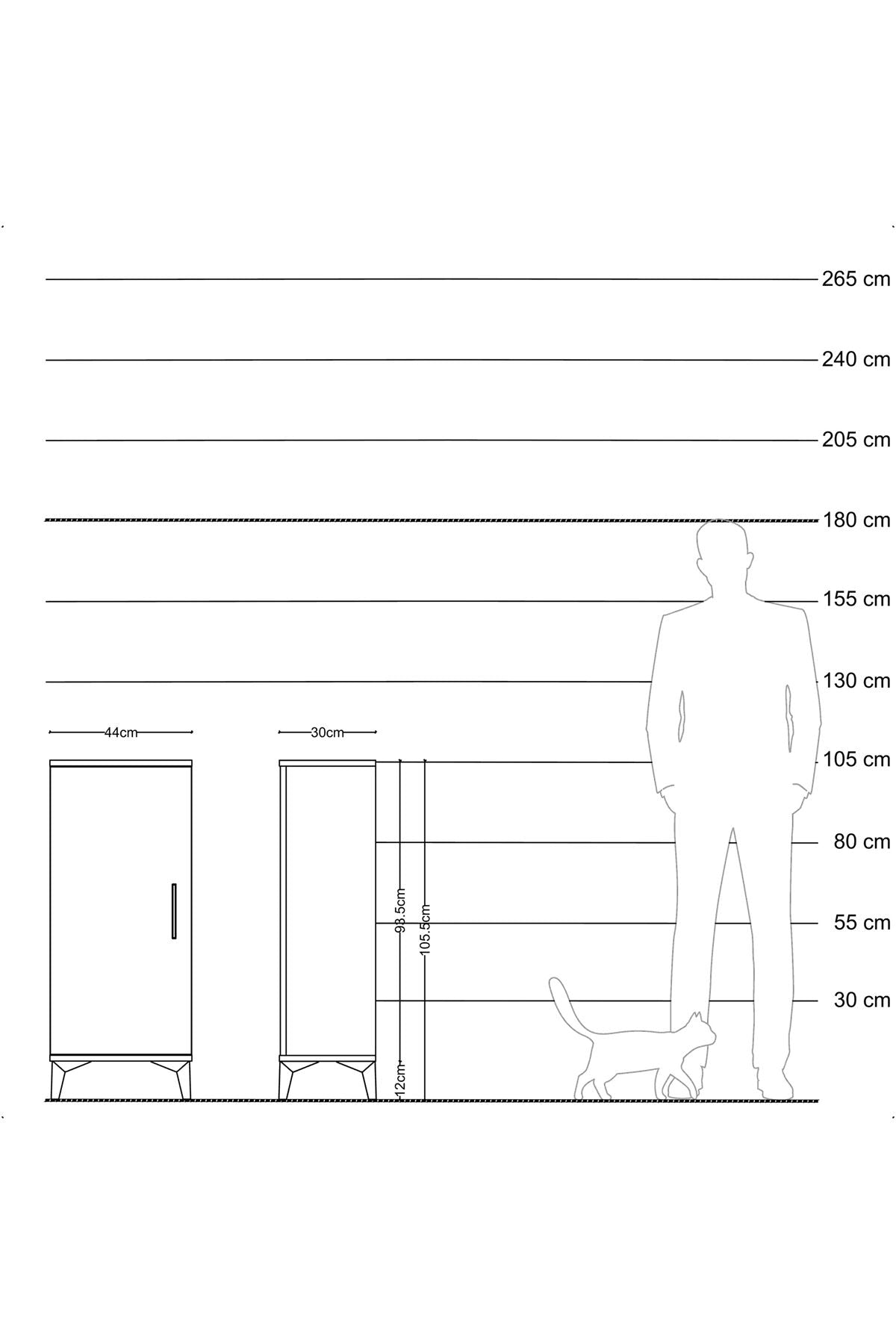 Arges Komodin 2 Raflı Tek Kapaklı 44x30x106 Antrasit-Antrasit